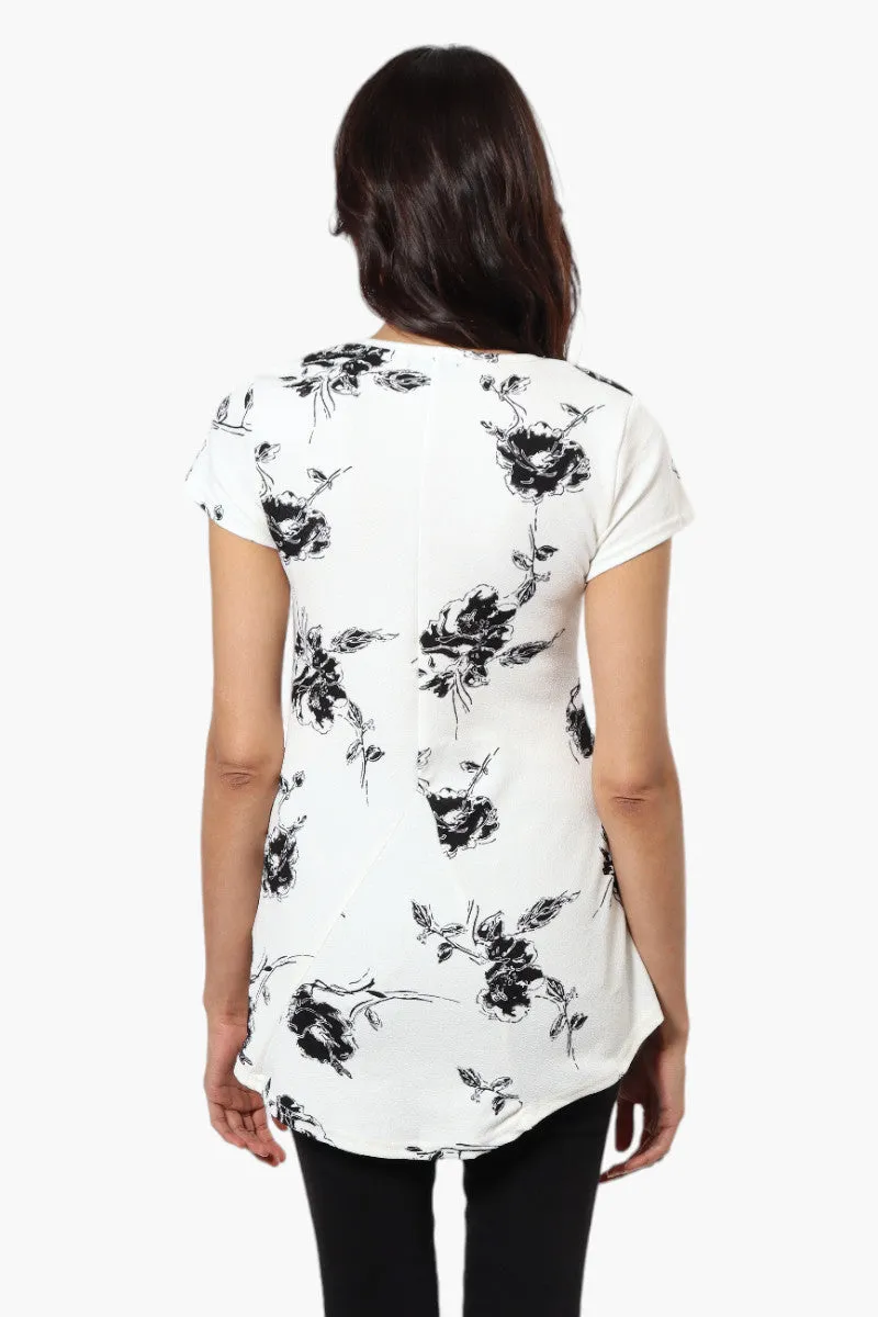 Impress Floral High Low Cap Sleeve Blouse - White sold by Fairweather product image thumbnail 4