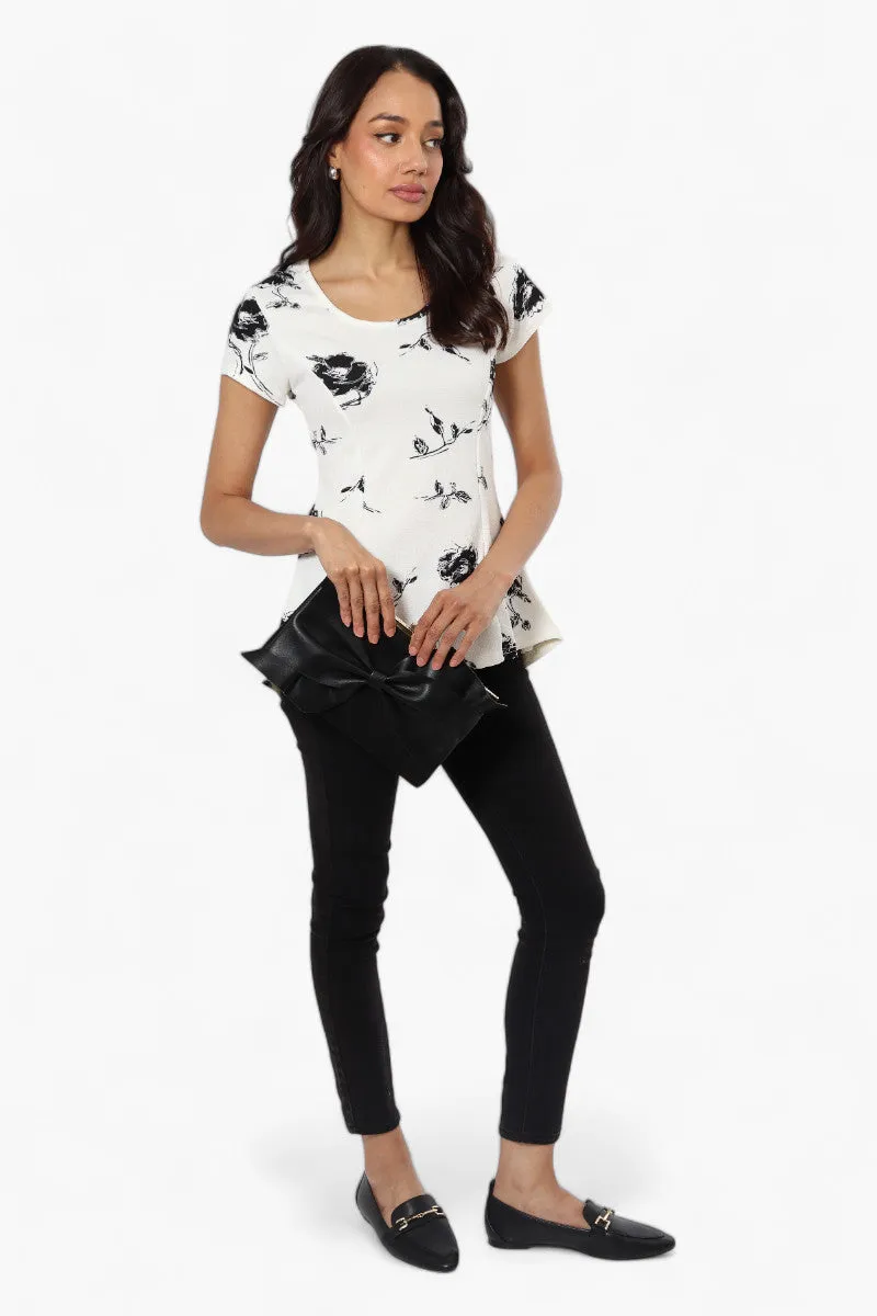 Impress Floral High Low Cap Sleeve Blouse - White sold by Fairweather product image thumbnail 2