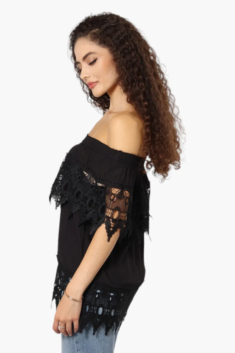 International INC Company Off Shoulder Crochet Detail Blouse - Black sold by Fairweather product image thumbnail 3