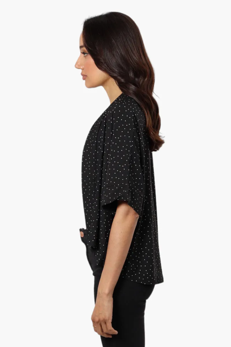 International INC Company Dotted Pattern Short Sleeve Wrap Cardigan - Black sold by Fairweather product image thumbnail 3