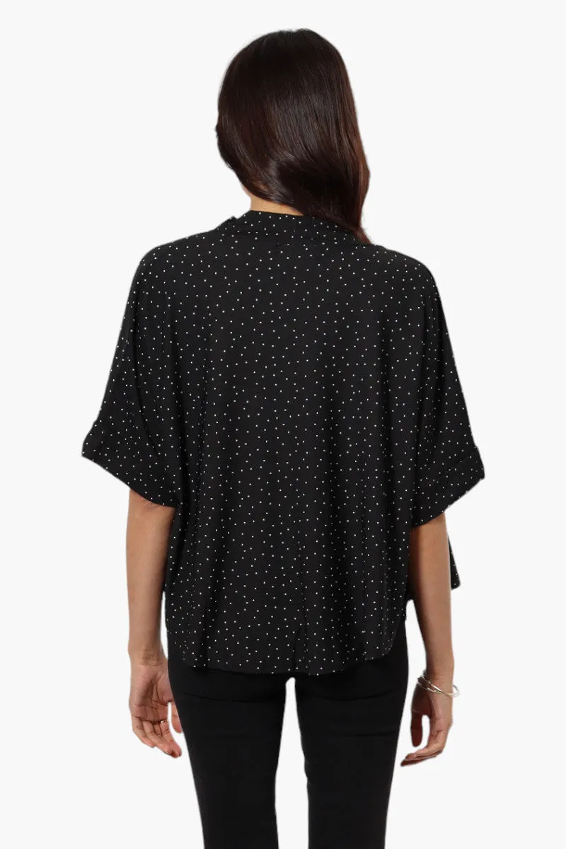 International INC Company Dotted Pattern Short Sleeve Wrap Cardigan - Black sold by Fairweather product image thumbnail 4