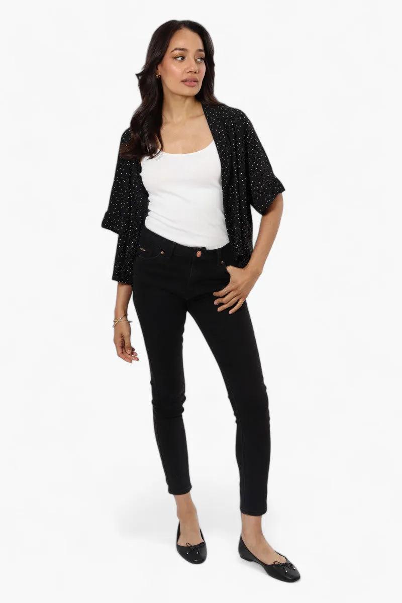International INC Company Dotted Pattern Short Sleeve Wrap Cardigan - Black sold by Fairweather product image thumbnail 2