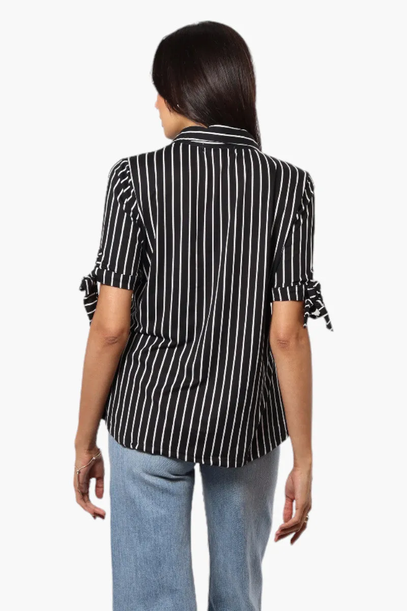 Urbanology Striped Tie Sleeve Shirt - Black sold by Fairweather product image thumbnail 4