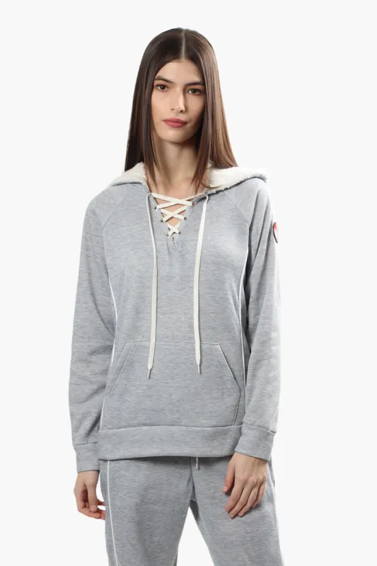 Canada Weather Gear Sherpa Lined Lace Up Hoodie - Grey sold by Fairweather