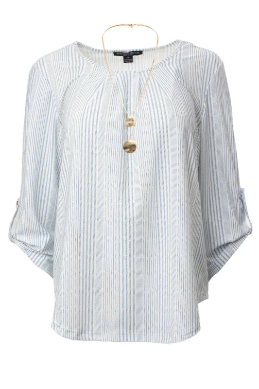 Pleated Roll Up Sleeve Blouse - White sold by Fairweather