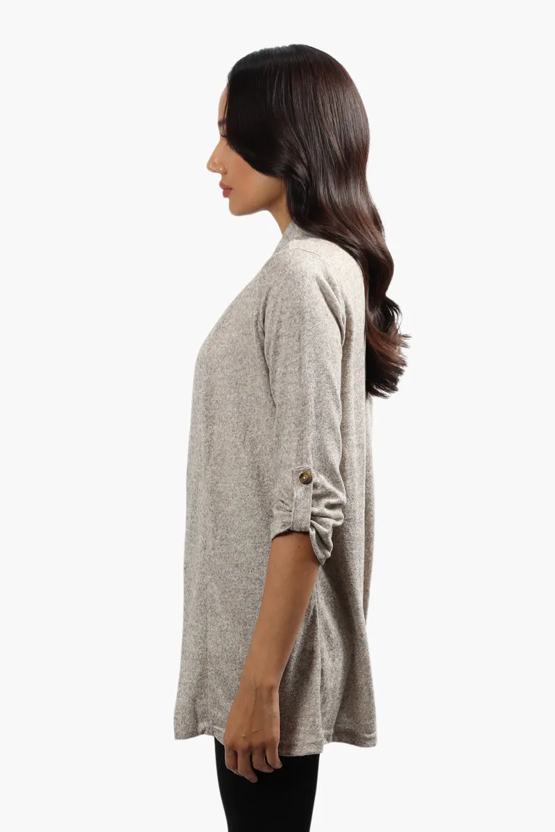 Runaway Bay Roll Up Sleeve Open Cardigan - Stone sold by Fairweather product image thumbnail 3