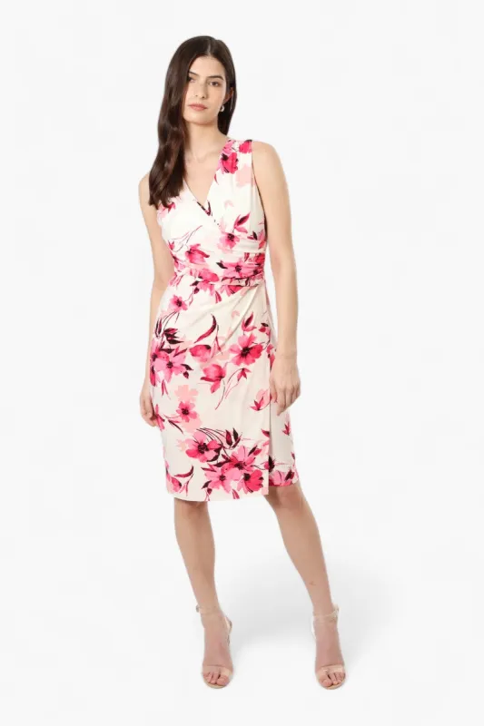 Beechers Brook Floral Sleeveless Crossover Day Dress - White sold by Fairweather