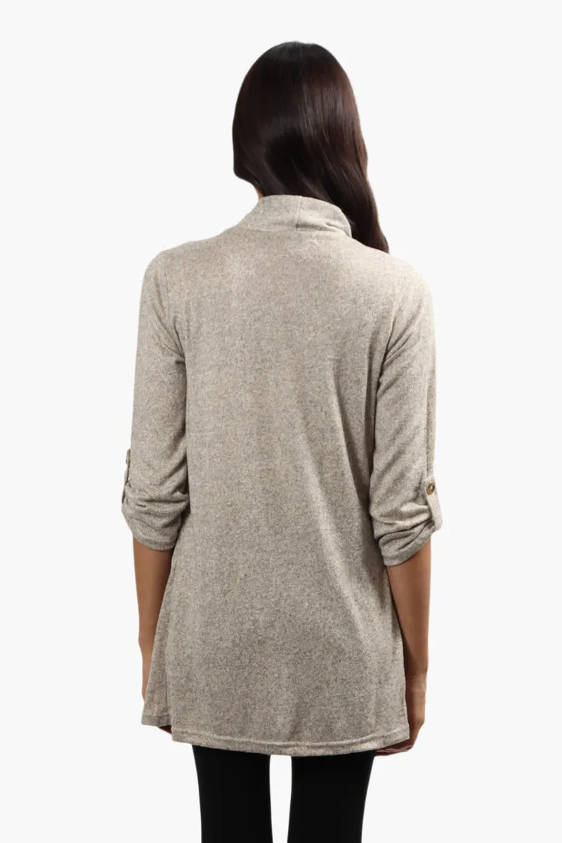 Runaway Bay Roll Up Sleeve Open Cardigan - Stone sold by Fairweather product image thumbnail 4