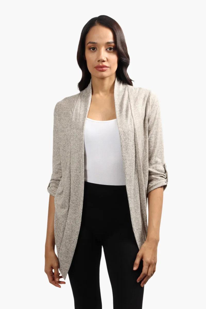 Runaway Bay Roll Up Sleeve Open Cardigan - Stone sold by Fairweather