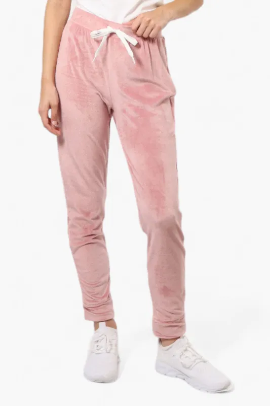 Mikk Tie Waist Velour Plush Pajama Pants - Pink sold by Fairweather