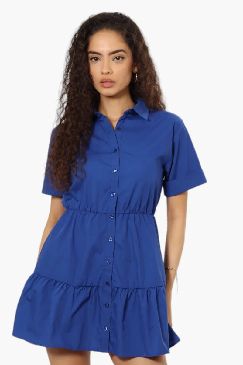 New Look Button Up Short Sleeve Day Dress - Blue sold by Fairweather