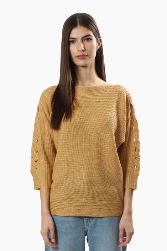 Majora Braided Sleeve Pullover Sweater - Camel sold by Fairweather