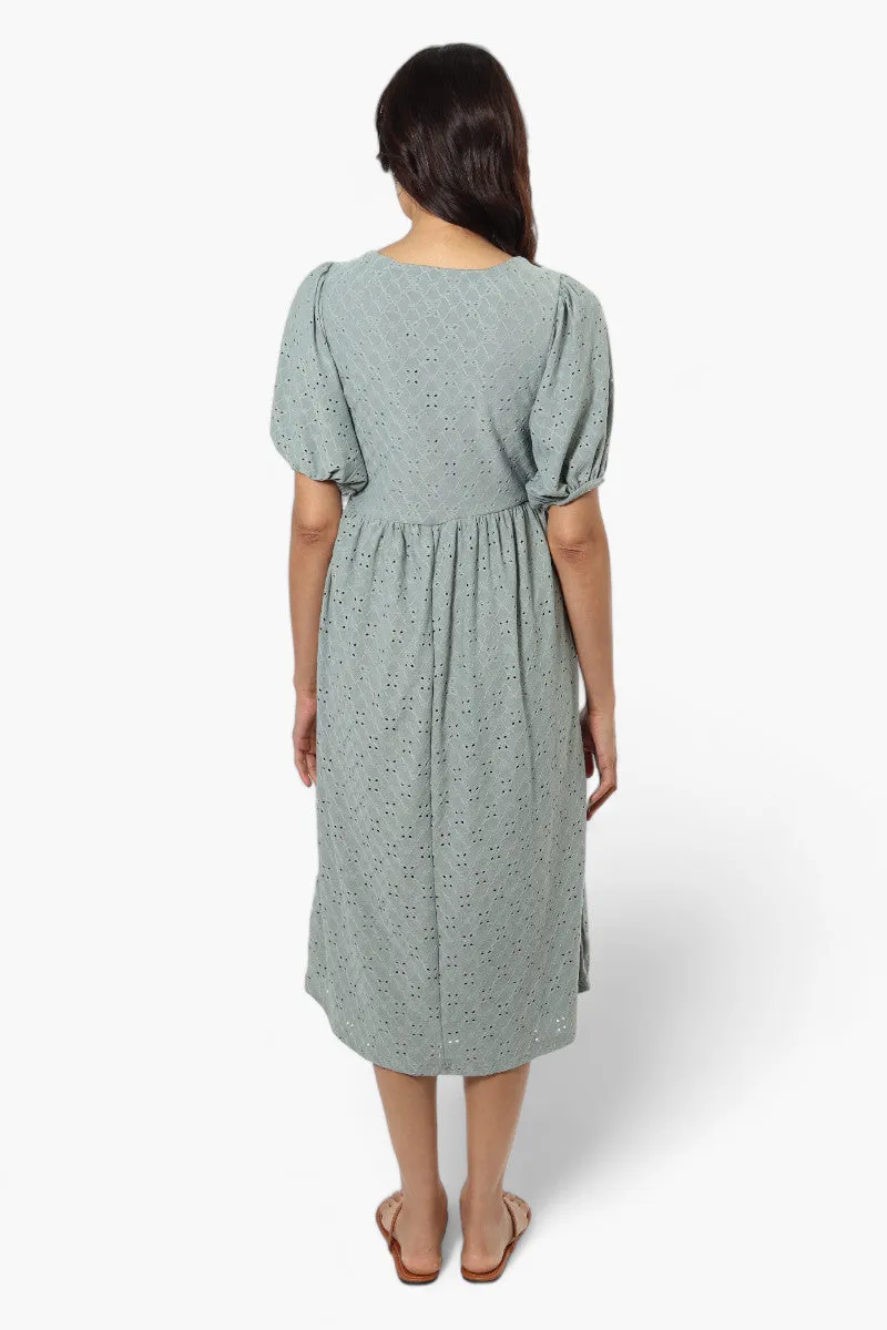 Urbanology Front Tie Puff Sleeve Maxi Dress - Green sold by Fairweather product image thumbnail 4