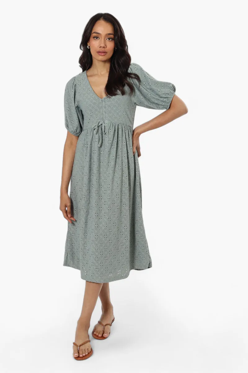 Urbanology Front Tie Puff Sleeve Maxi Dress - Green sold by Fairweather