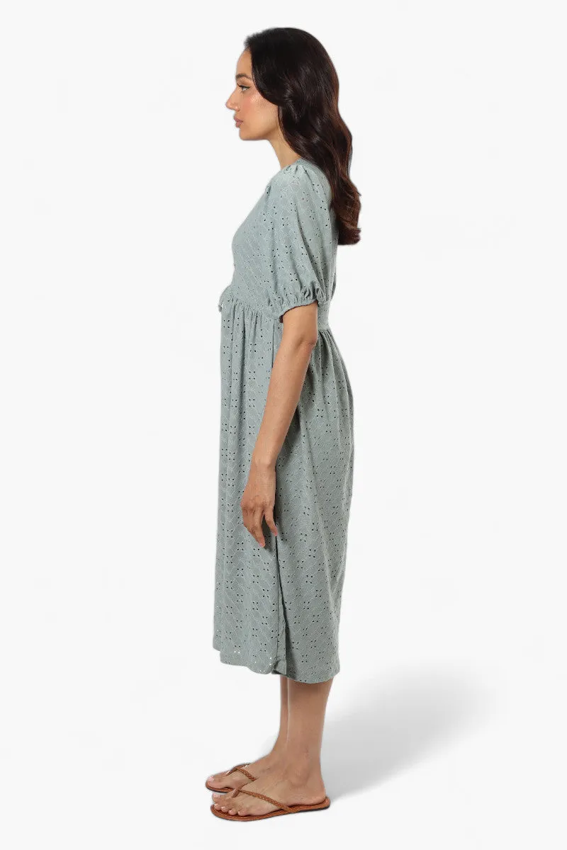 Urbanology Front Tie Puff Sleeve Maxi Dress - Green sold by Fairweather product image thumbnail 3