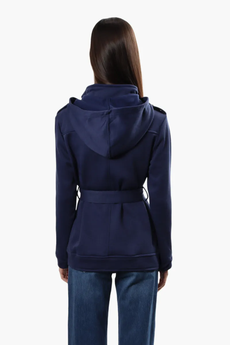 Fahrenheit Front Button Belted Lightweight Jacket - Navy sold by Fairweather product image thumbnail 4