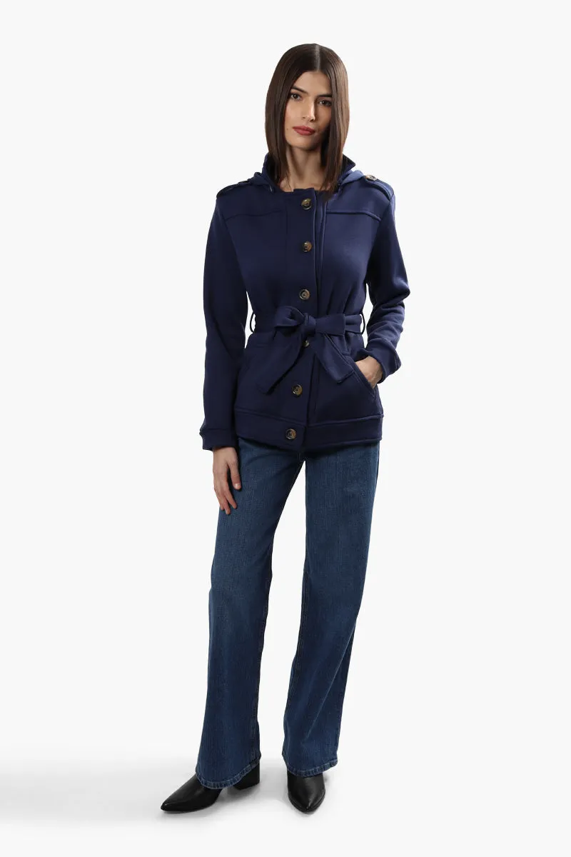 Fahrenheit Front Button Belted Lightweight Jacket - Navy sold by Fairweather product image thumbnail 2