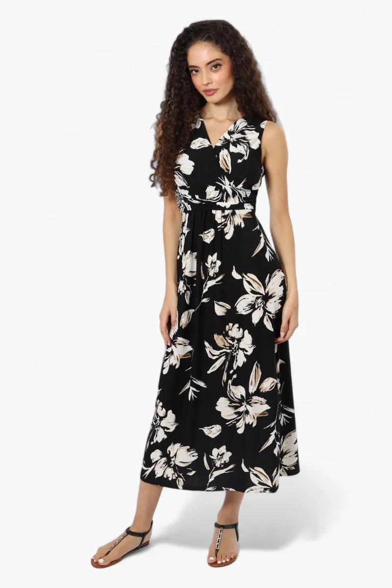 Beechers Brook Floral Belted Crossover Maxi Dress - Black sold by Fairweather