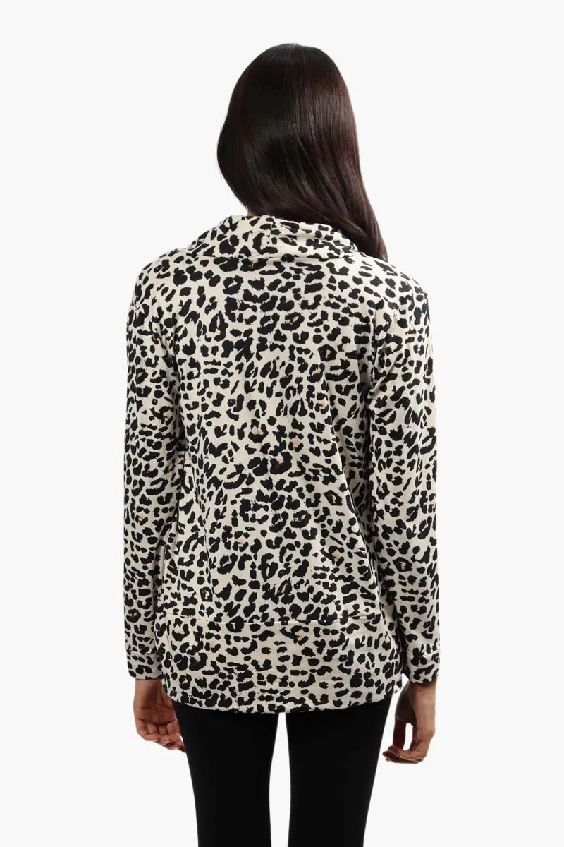 Majora Leopard Print Long Sleeve Cardigan - Beige sold by Fairweather product image thumbnail 4