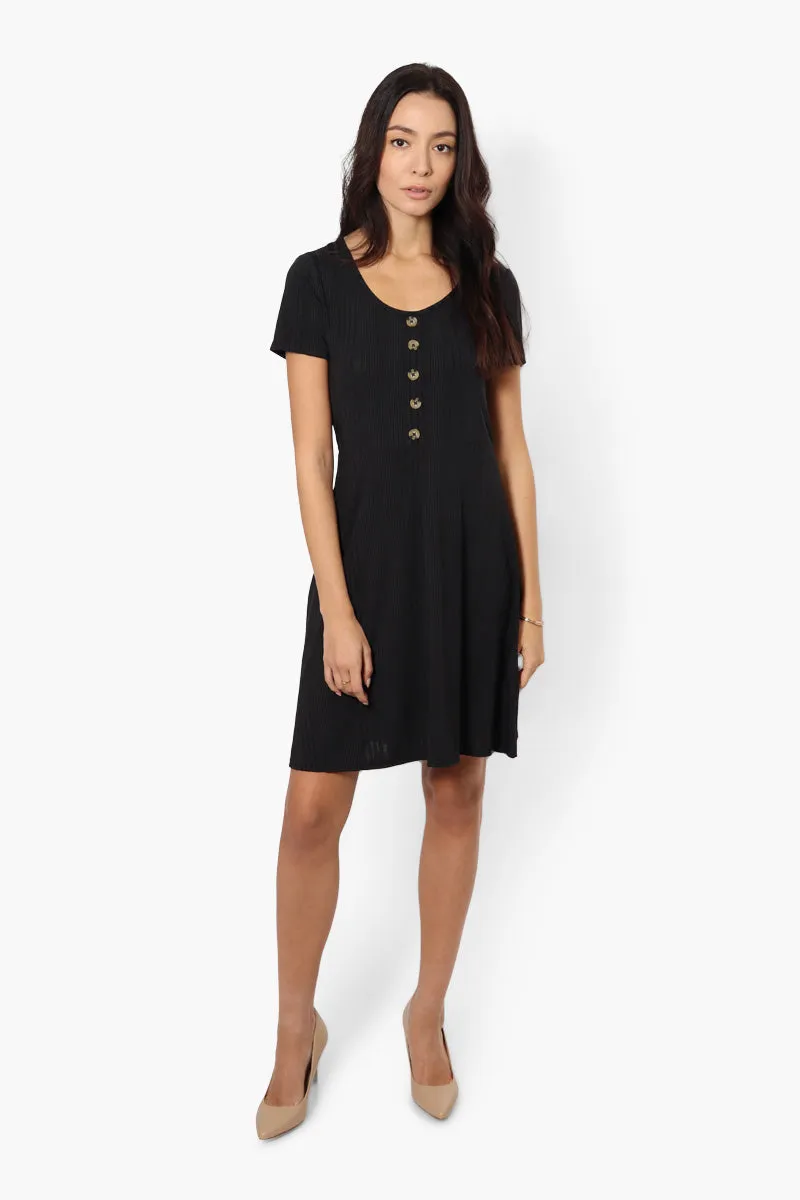 International INC Company Ribbed Henley Day Dress - Black sold by Fairweather product image thumbnail 2
