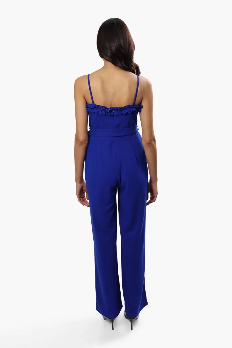 Limite Belted Ruffle Detail Jumpsuit - Blue sold by Fairweather product image thumbnail 4