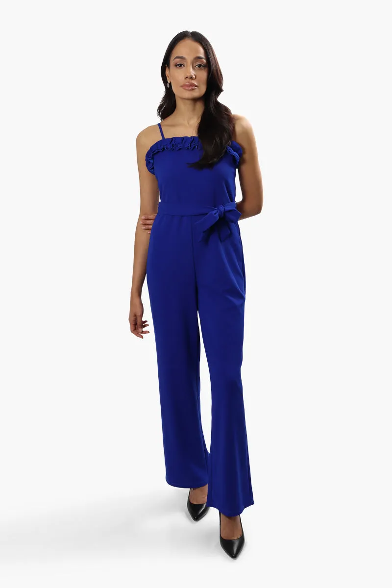 Limite Belted Ruffle Detail Jumpsuit - Blue sold by Fairweather product image thumbnail 2