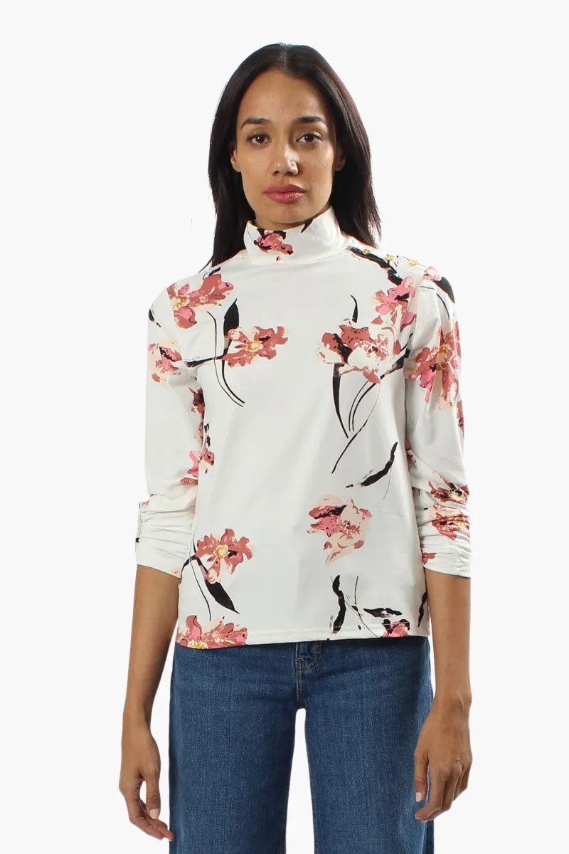 Majora Floral Mock Neck Long Sleeve Top - White sold by Fairweather