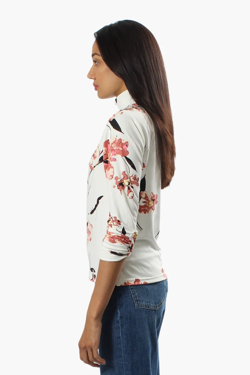 Majora Floral Mock Neck Long Sleeve Top - White sold by Fairweather product image thumbnail 3
