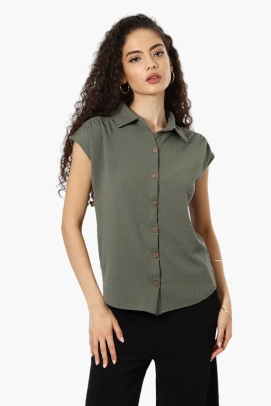 Impress Short Sleeve Button Down Shirt - Olive sold by Fairweather