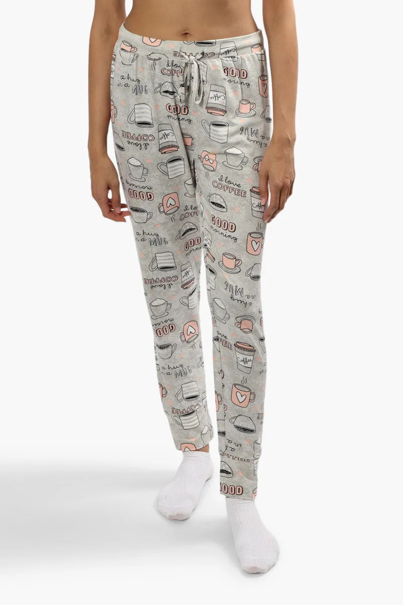 Cuddly Canuckies Coffee Print Pajama Pants - Grey sold by Fairweather
