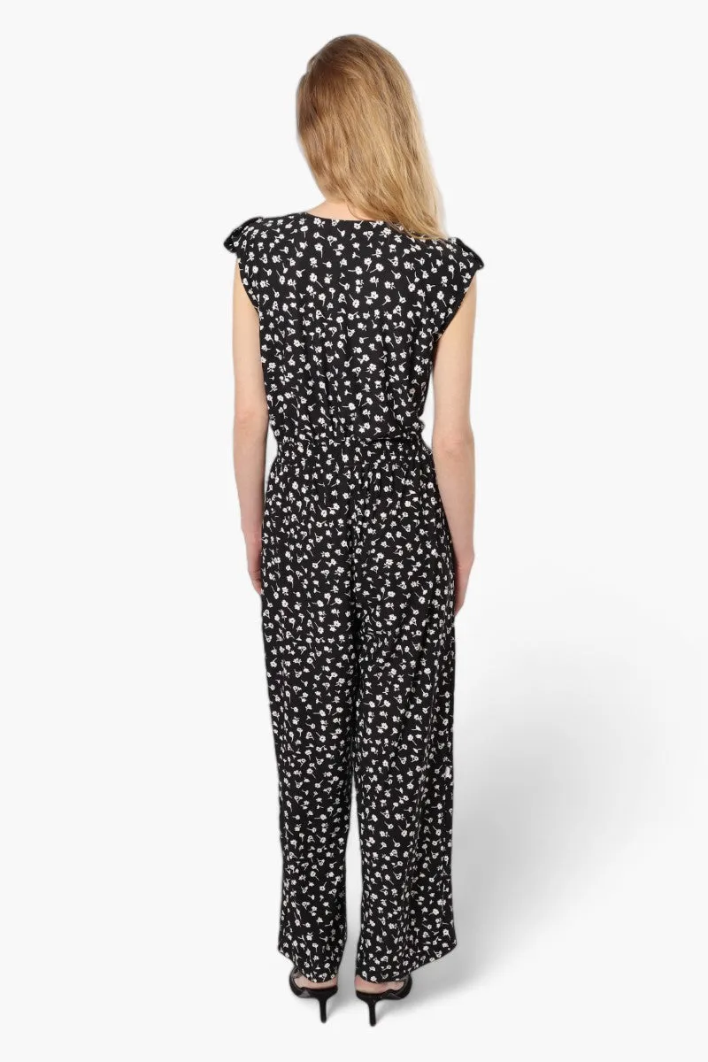 Limite Floral Front Zip Jumpsuit - Black sold by Fairweather product image thumbnail 3