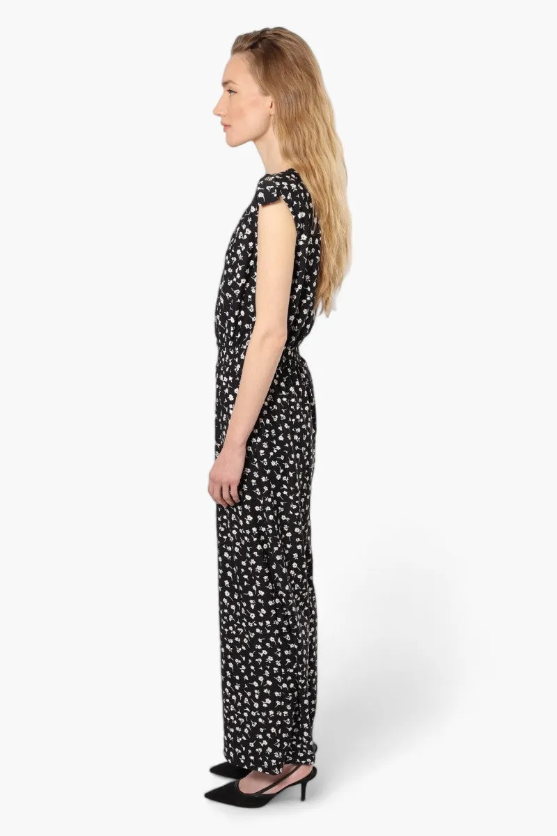 Limite Floral Front Zip Jumpsuit - Black sold by Fairweather product image thumbnail 4