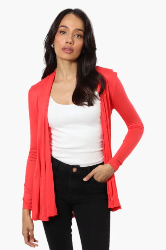 Urbanology Long Sleeve Open Wrap Cardigan - Red sold by Fairweather
