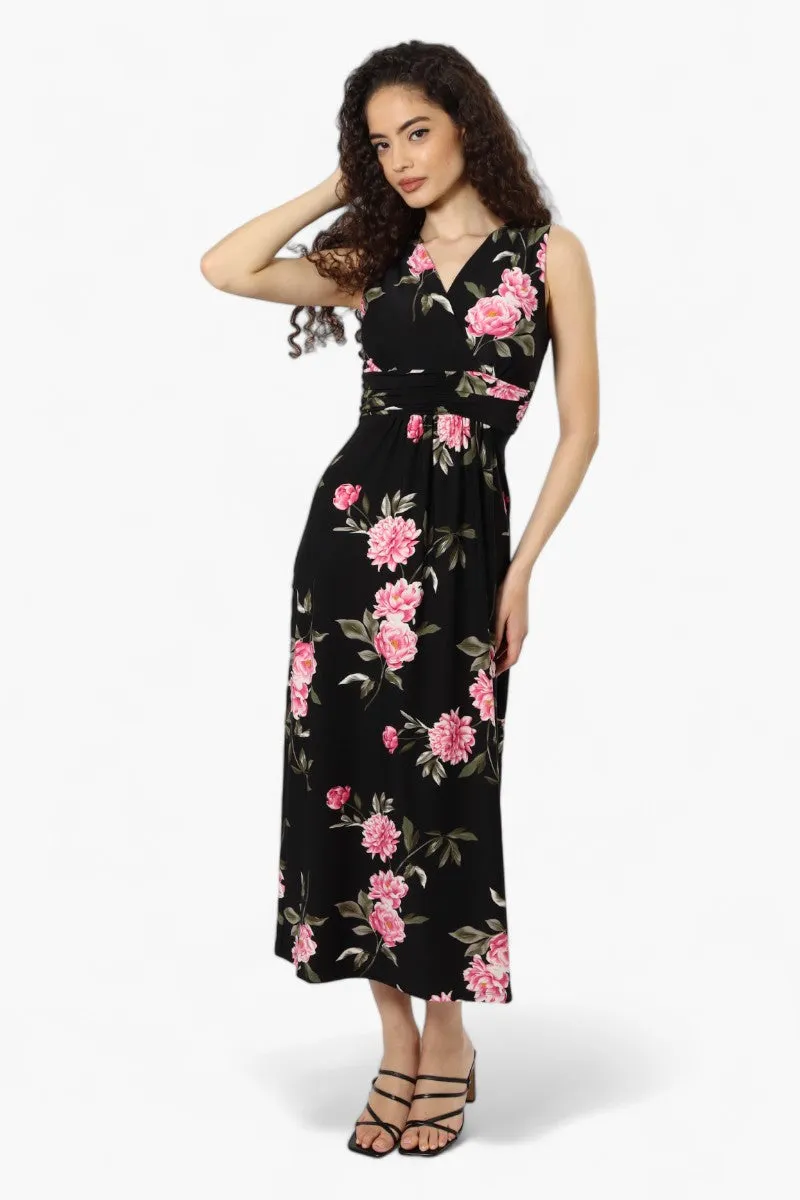 Beechers Brook Belted Floral Crossover Maxi Dress - Black sold by Fairweather