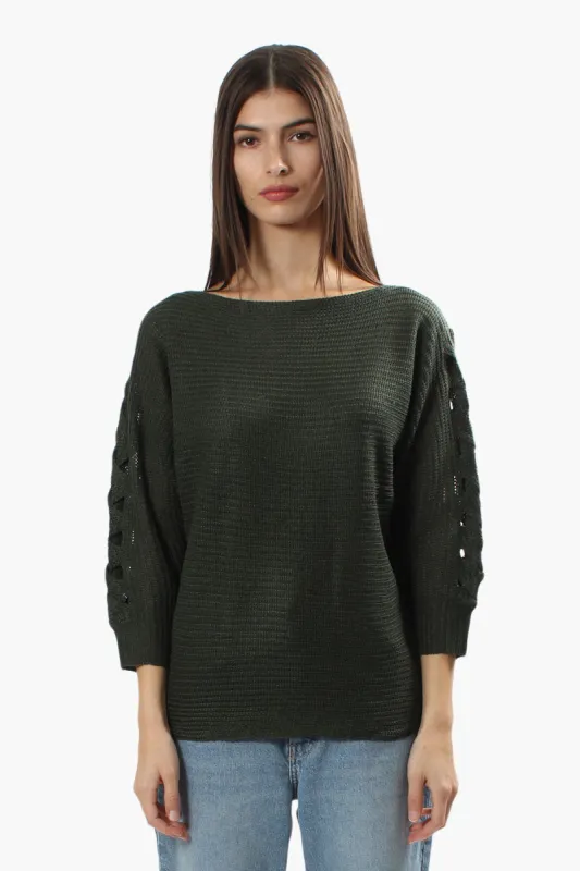 Majora Braided Sleeve Pullover Sweater - Olive sold by Fairweather