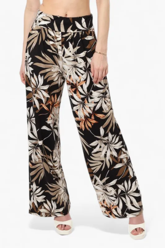 International INC Company Patterned High Waist Palazo Pants - Black sold by Fairweather