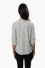 International INC Company Patterned Roll Up Sleeve Blouse - White sold by Fairweather