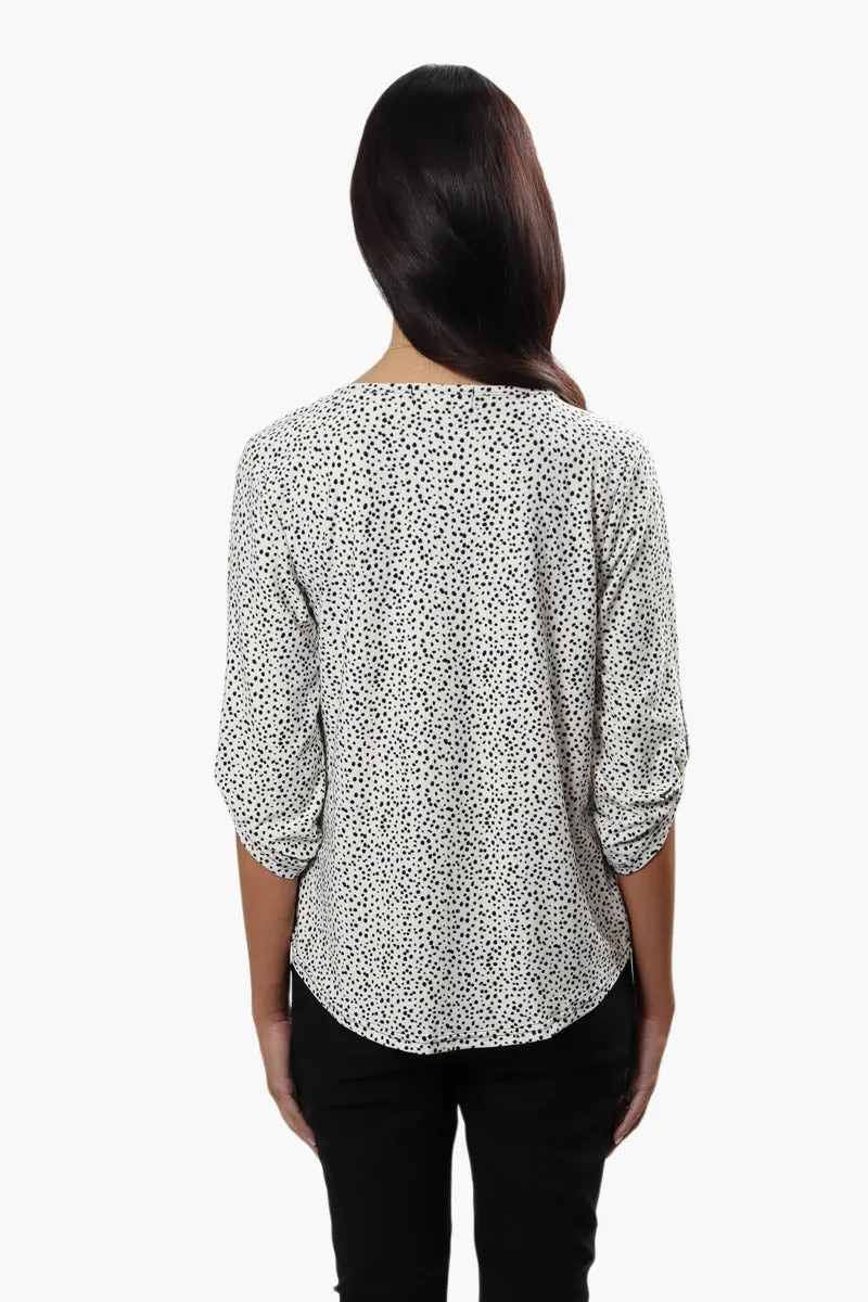 International INC Company Patterned Roll Up Sleeve Blouse - White sold by Fairweather product image thumbnail 4