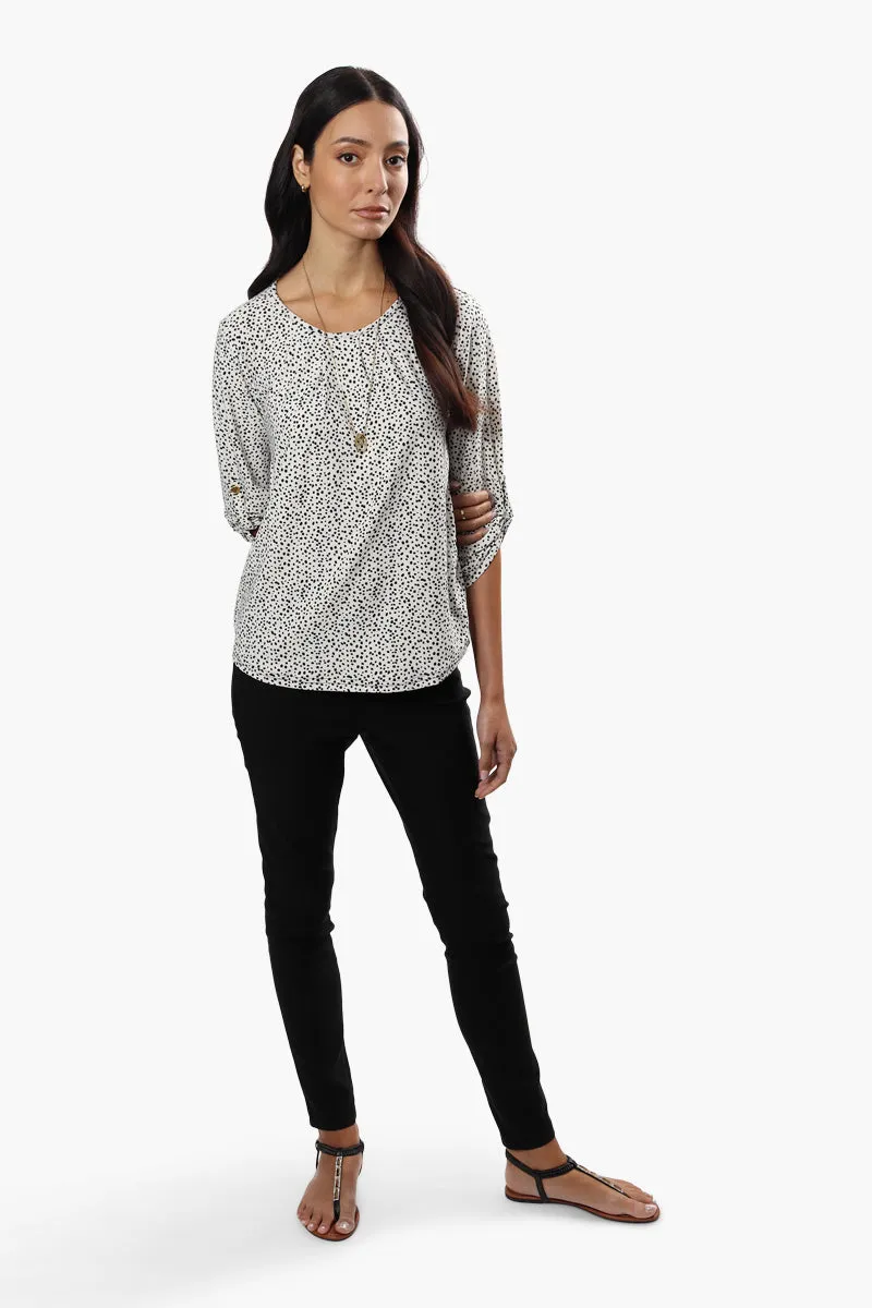 International INC Company Patterned Roll Up Sleeve Blouse - White sold by Fairweather product image thumbnail 2