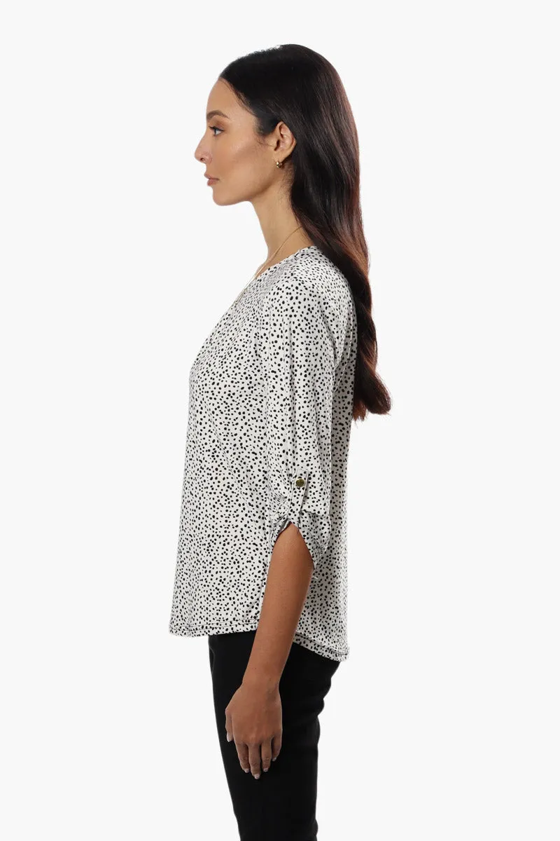 International INC Company Patterned Roll Up Sleeve Blouse - White sold by Fairweather product image thumbnail 3