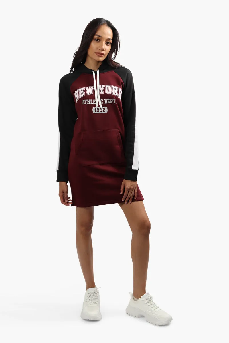 Fahrenheit New York Print Tunic Hoodie - Burgundy sold by Fairweather product image thumbnail 2