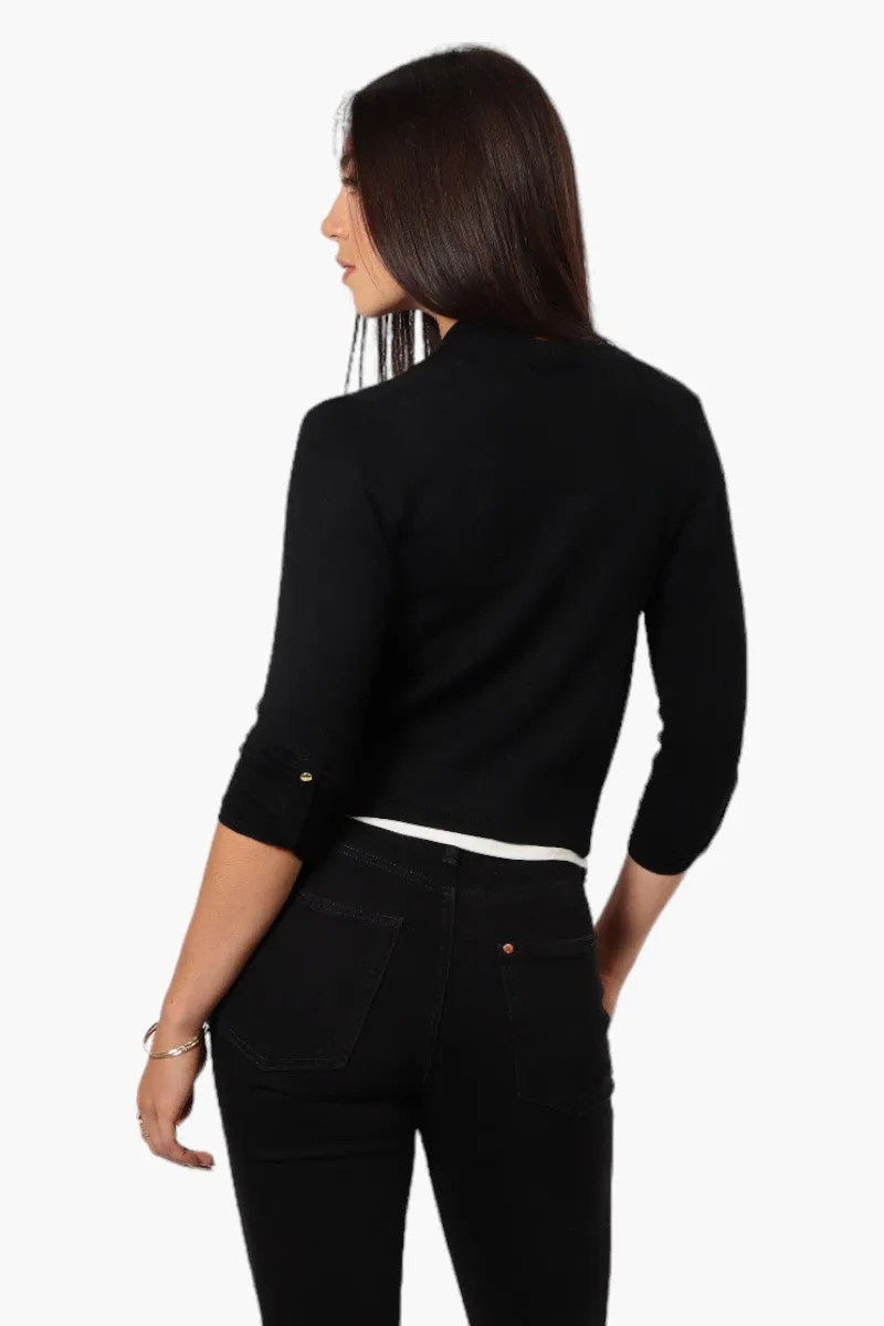 Impress Roll Up Sleeve Open Shrug Cardigan - Black sold by Fairweather product image thumbnail 4