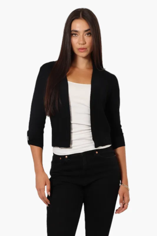 Impress Roll Up Sleeve Open Shrug Cardigan - Black sold by Fairweather