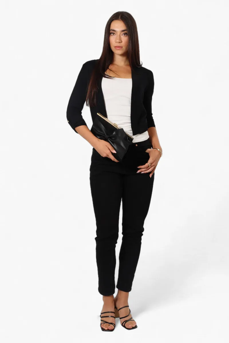 Impress Roll Up Sleeve Open Shrug Cardigan - Black sold by Fairweather product image thumbnail 2