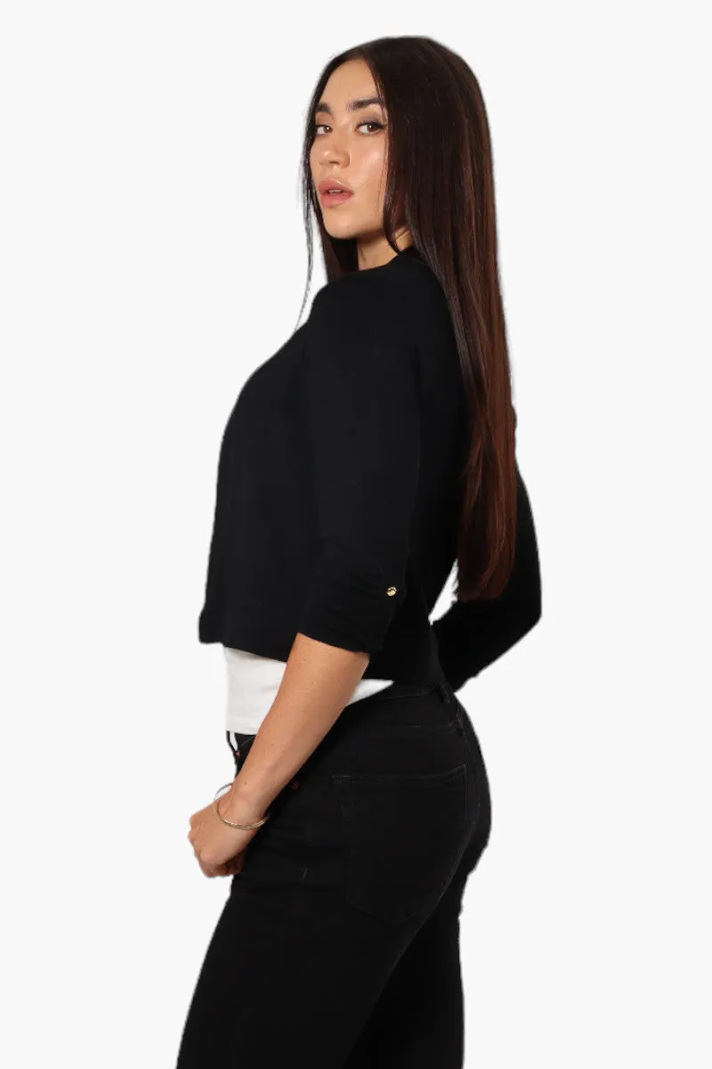Impress Roll Up Sleeve Open Shrug Cardigan - Black sold by Fairweather product image thumbnail 3