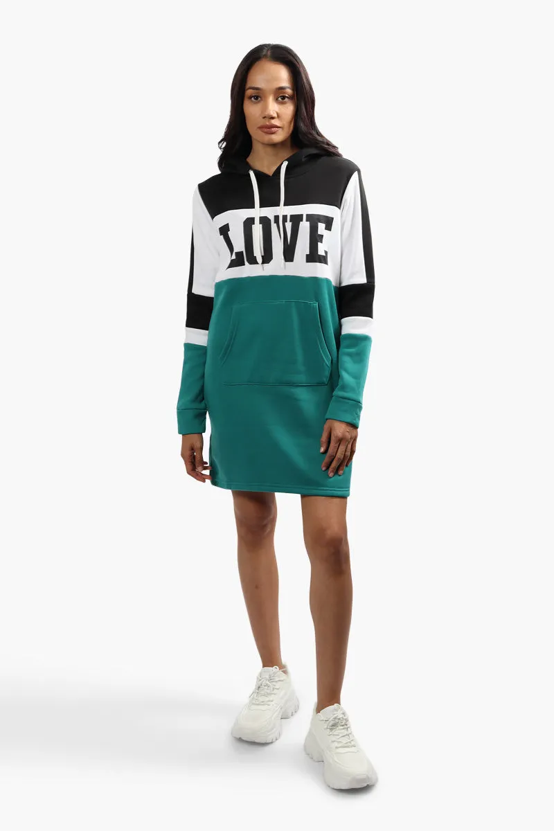 Fahrenheit Love Print Tunic Hoodie - Teal sold by Fairweather