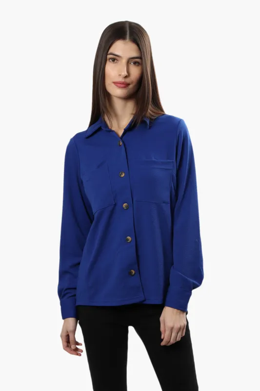 Beechers Brook Double Pocket Button Front Shirt - Blue sold by Fairweather