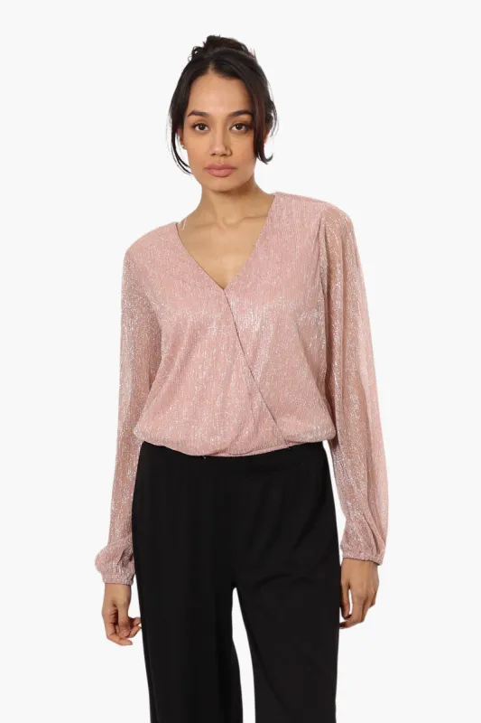 Limite Sheer Sleeve Lurex Blouse - Pink sold by Fairweather
