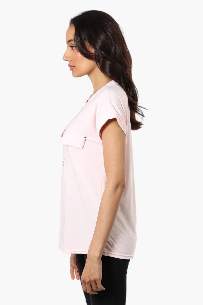 International INC Company Front Zip Cap Sleeve Blouse - Pink sold by Fairweather product image thumbnail 3