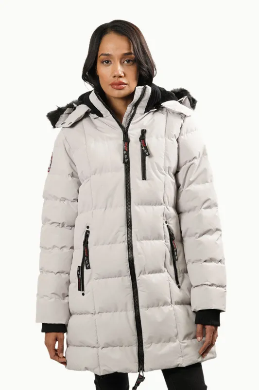 Canada Weather Gear Vegan Fur Hood Parka Jacket - Stone sold by Fairweather